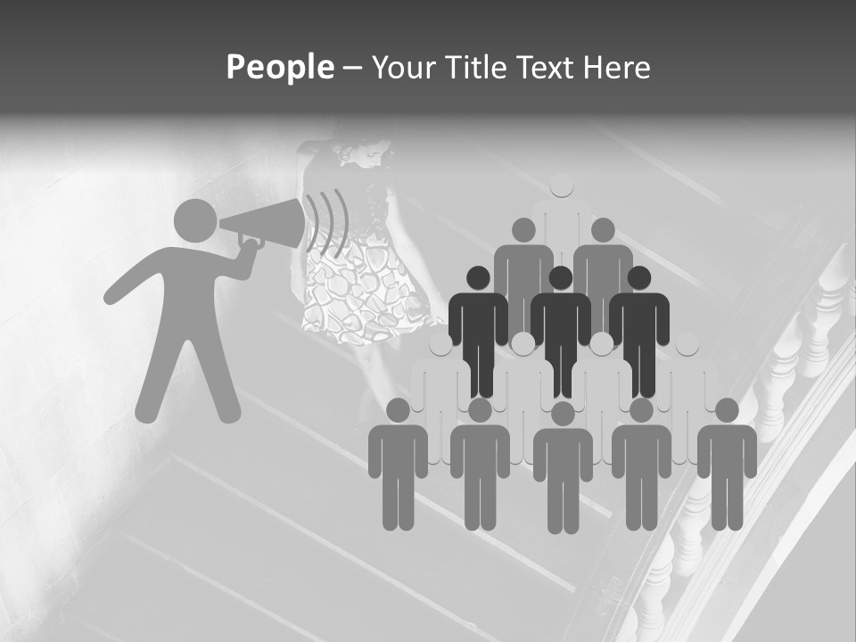 A Woman Walking Down A Flight Of Stairs PowerPoint Template