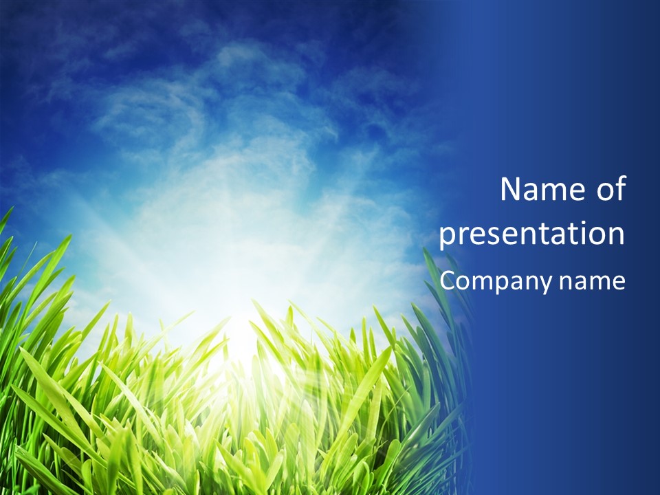 A Blue Sky And Green Grass Powerpoint Template PowerPoint Template