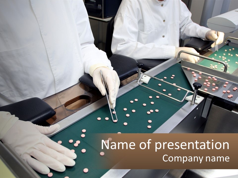 Two People In White Lab Coats Working On A Machine PowerPoint Template