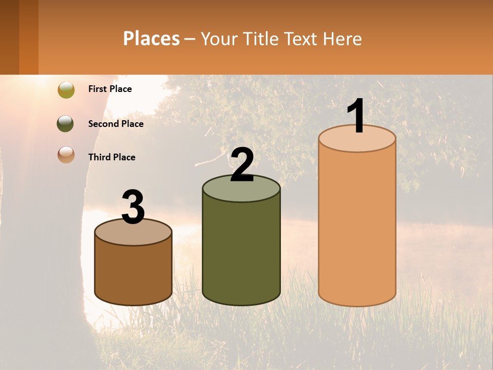 The Sun Shines Through The Trees Over The Water PowerPoint Template