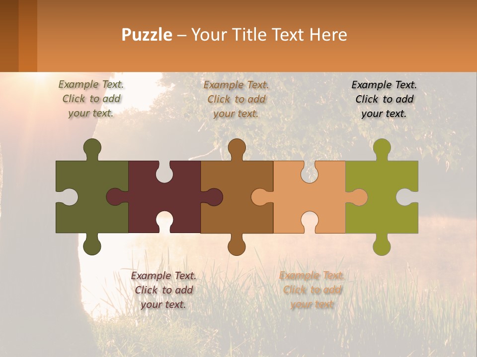 The Sun Shines Through The Trees Over The Water PowerPoint Template