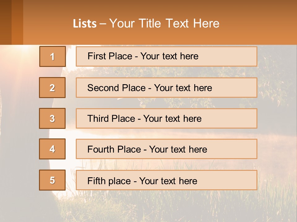 The Sun Shines Through The Trees Over The Water PowerPoint Template
