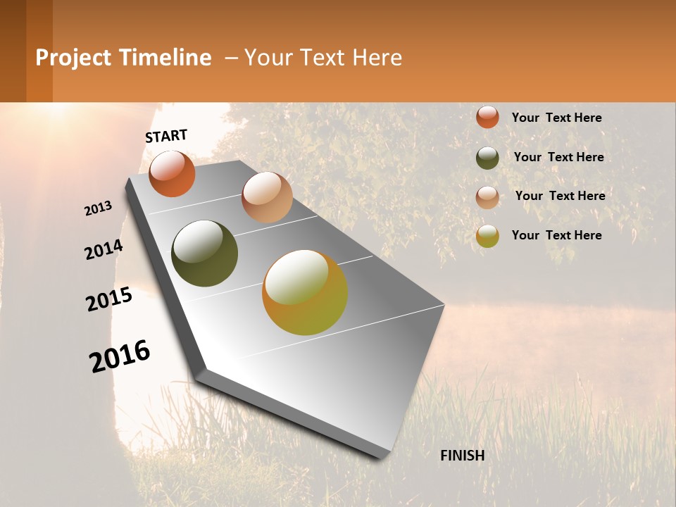 The Sun Shines Through The Trees Over The Water PowerPoint Template