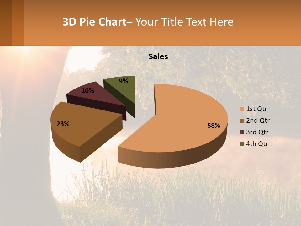 The Sun Shines Through The Trees Over The Water PowerPoint Template