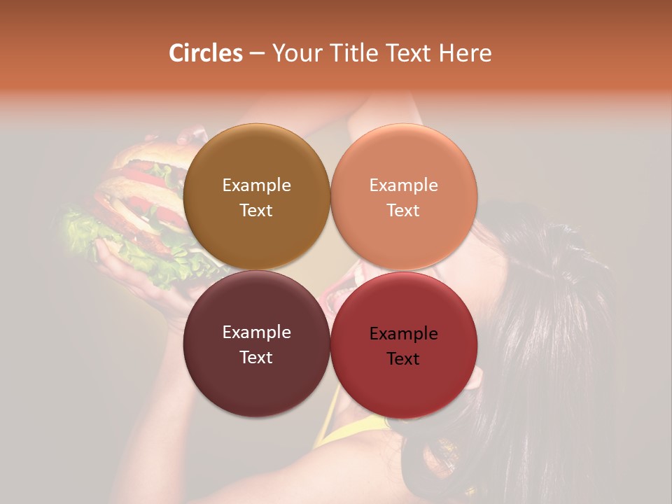 A Woman Holding A Large Hamburger Up To Her Face PowerPoint Template