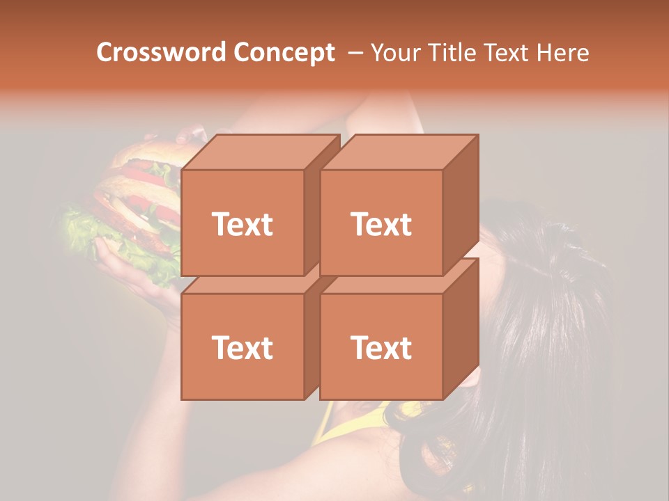 A Woman Holding A Large Hamburger Up To Her Face PowerPoint Template