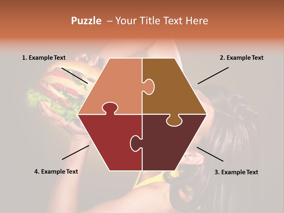 A Woman Holding A Large Hamburger Up To Her Face PowerPoint Template