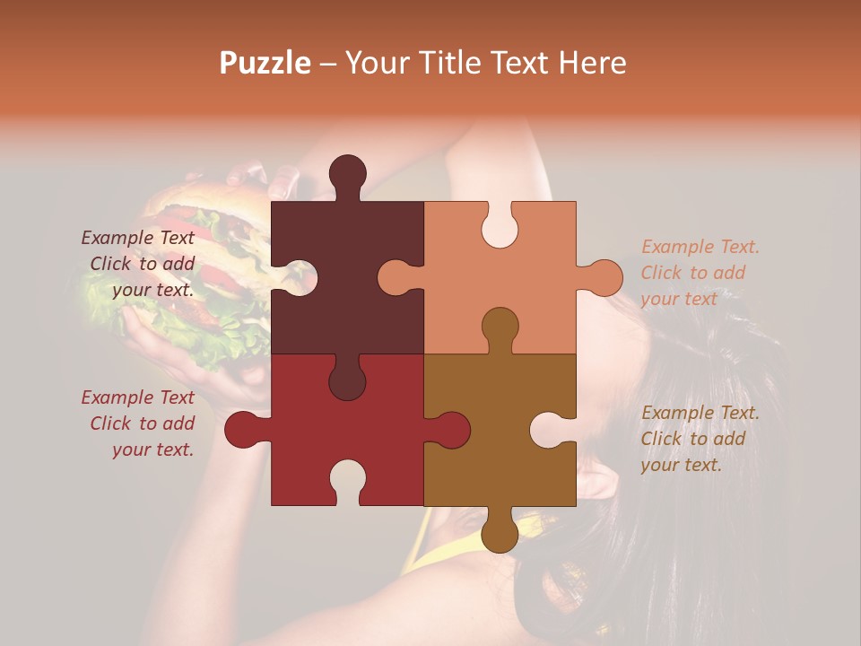 A Woman Holding A Large Hamburger Up To Her Face PowerPoint Template