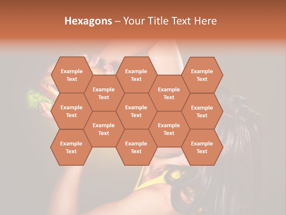 A Woman Holding A Large Hamburger Up To Her Face PowerPoint Template