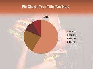 A Woman Holding A Large Hamburger Up To Her Face PowerPoint Template
