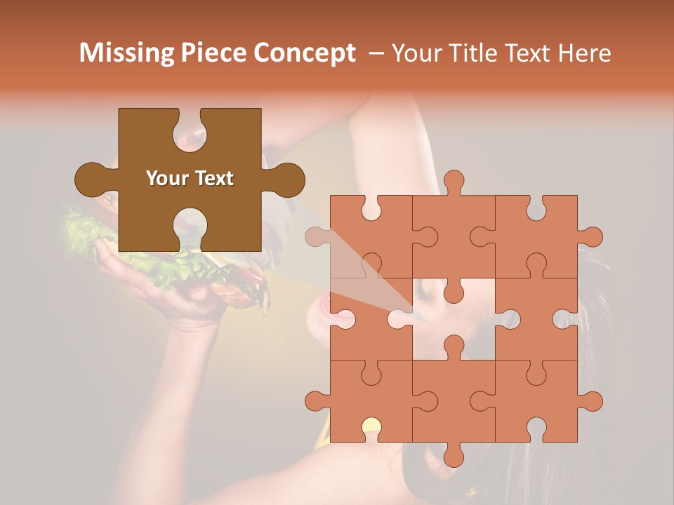 A Woman Holding A Large Hamburger Up To Her Face PowerPoint Template