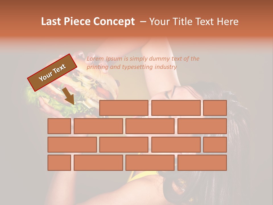 A Woman Holding A Large Hamburger Up To Her Face PowerPoint Template