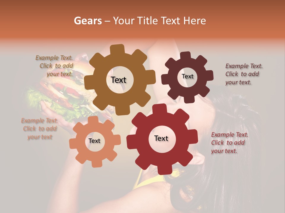 A Woman Holding A Large Hamburger Up To Her Face PowerPoint Template