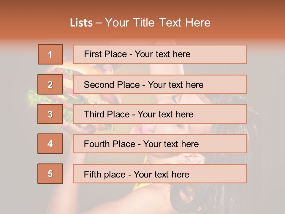 A Woman Holding A Large Hamburger Up To Her Face PowerPoint Template