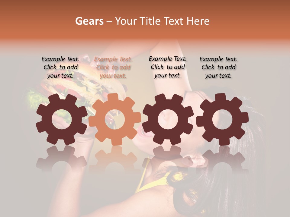 A Woman Holding A Large Hamburger Up To Her Face PowerPoint Template