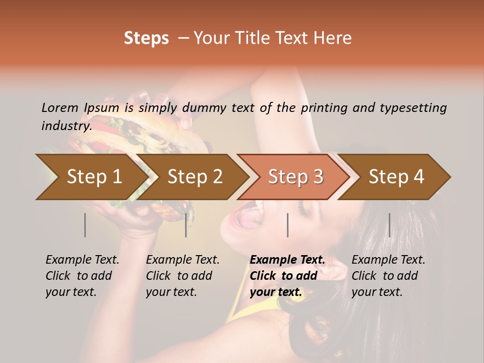 A Woman Holding A Large Hamburger Up To Her Face PowerPoint Template