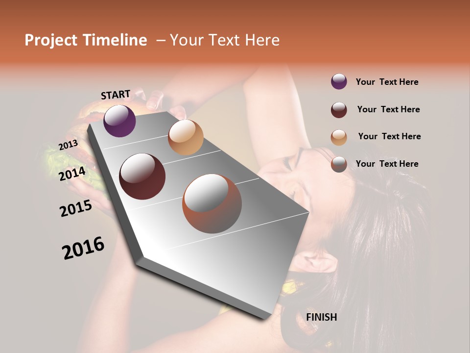 A Woman Holding A Large Hamburger Up To Her Face PowerPoint Template