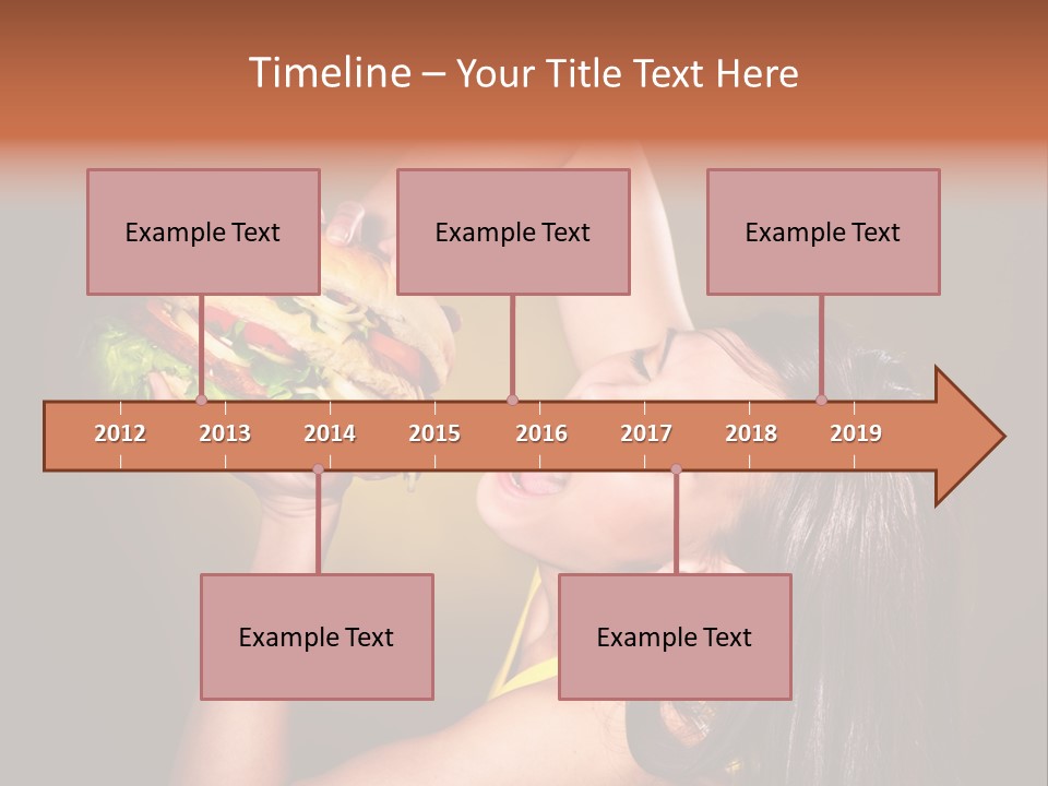 A Woman Holding A Large Hamburger Up To Her Face PowerPoint Template