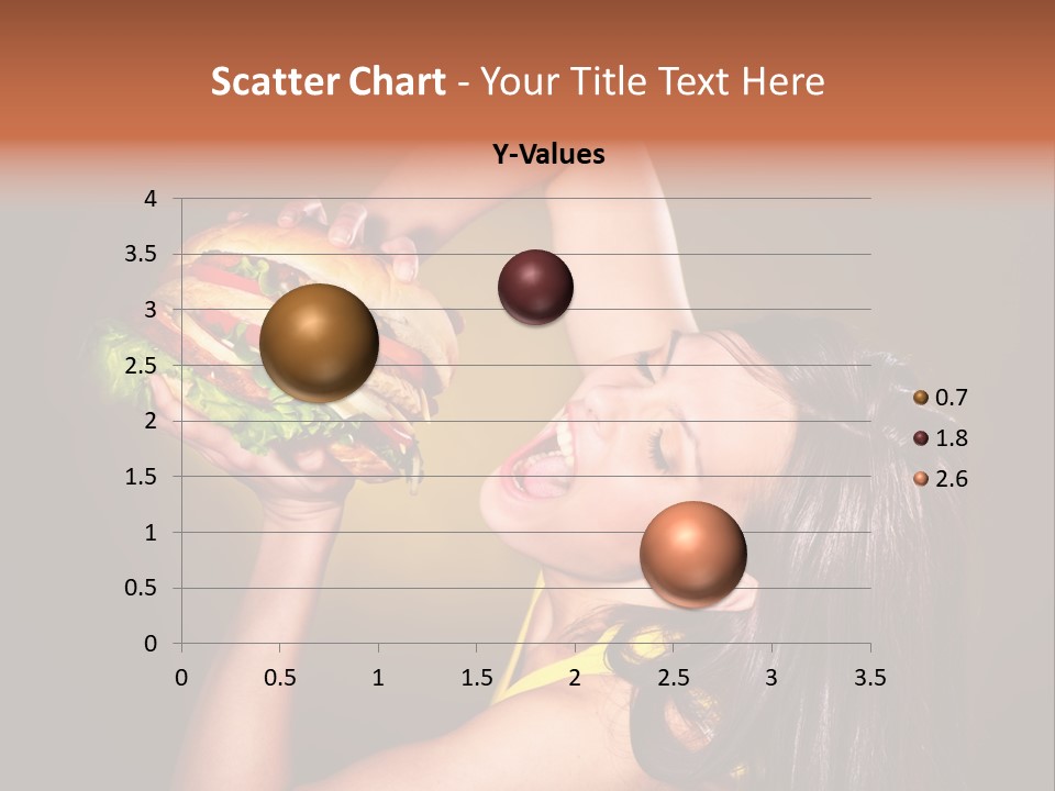 A Woman Holding A Large Hamburger Up To Her Face PowerPoint Template