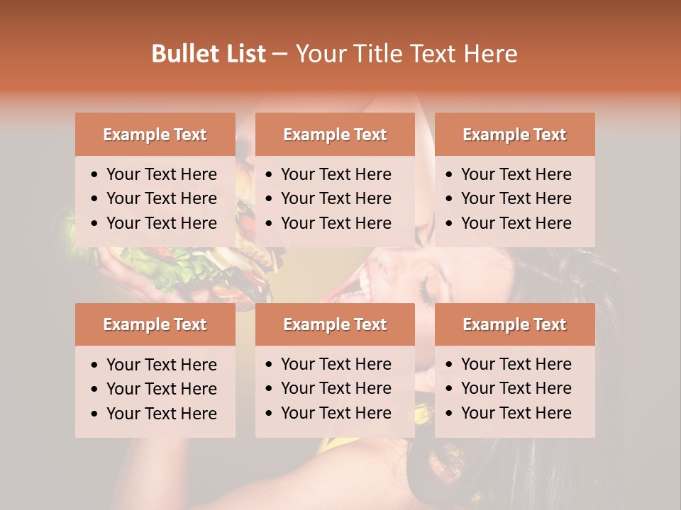A Woman Holding A Large Hamburger Up To Her Face PowerPoint Template