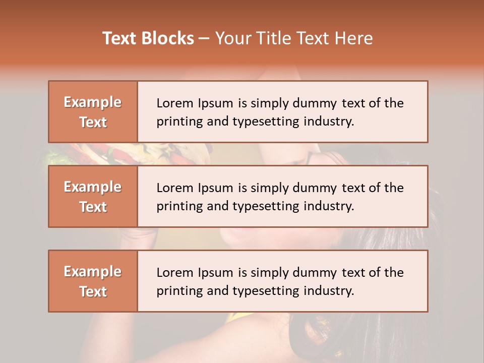 A Woman Holding A Large Hamburger Up To Her Face PowerPoint Template