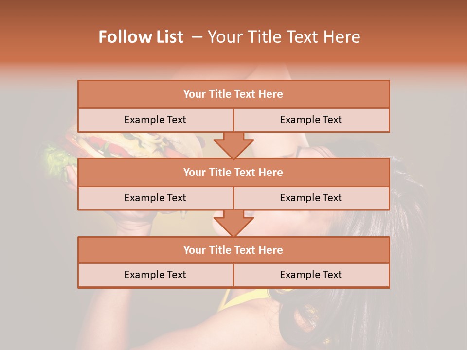 A Woman Holding A Large Hamburger Up To Her Face PowerPoint Template