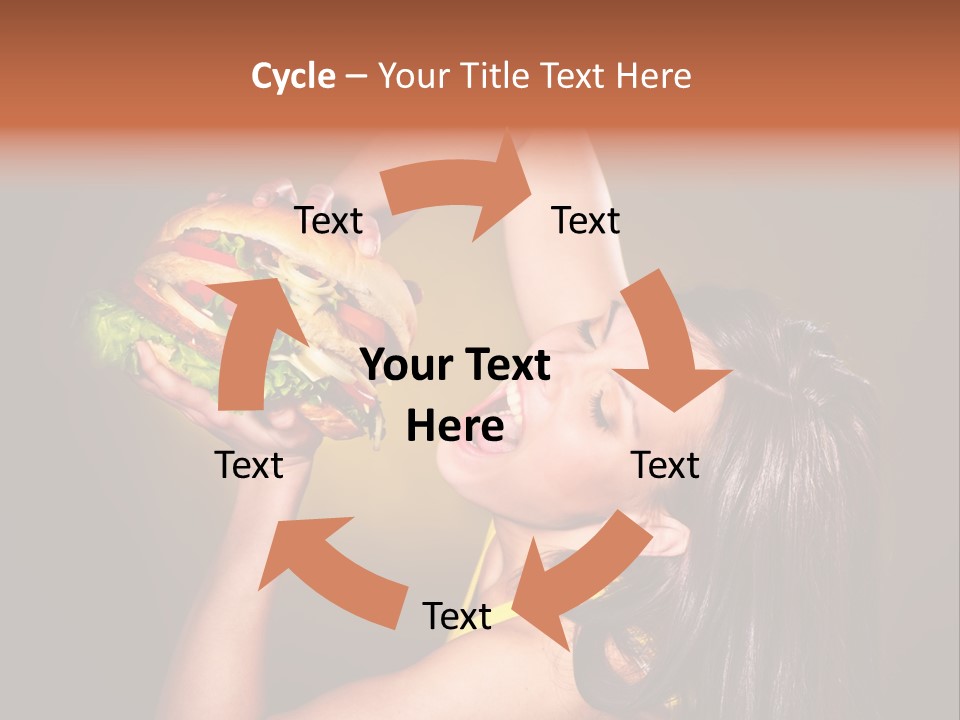 A Woman Holding A Large Hamburger Up To Her Face PowerPoint Template