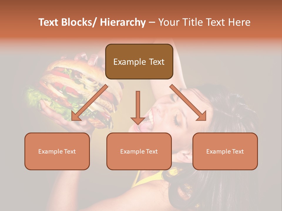 A Woman Holding A Large Hamburger Up To Her Face PowerPoint Template
