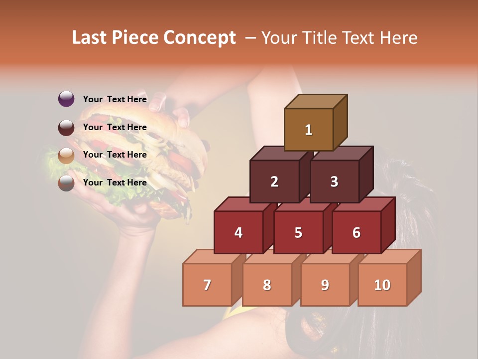 A Woman Holding A Large Hamburger Up To Her Face PowerPoint Template