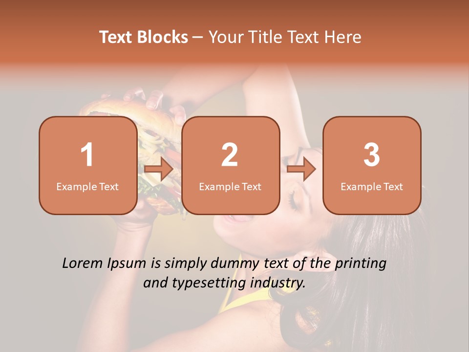 A Woman Holding A Large Hamburger Up To Her Face PowerPoint Template