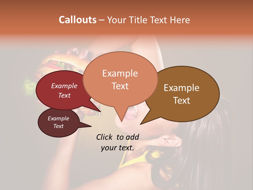 A Woman Holding A Large Hamburger Up To Her Face PowerPoint Template