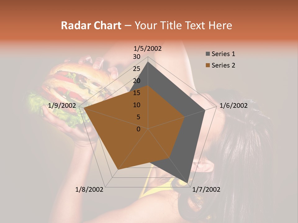 A Woman Holding A Large Hamburger Up To Her Face PowerPoint Template