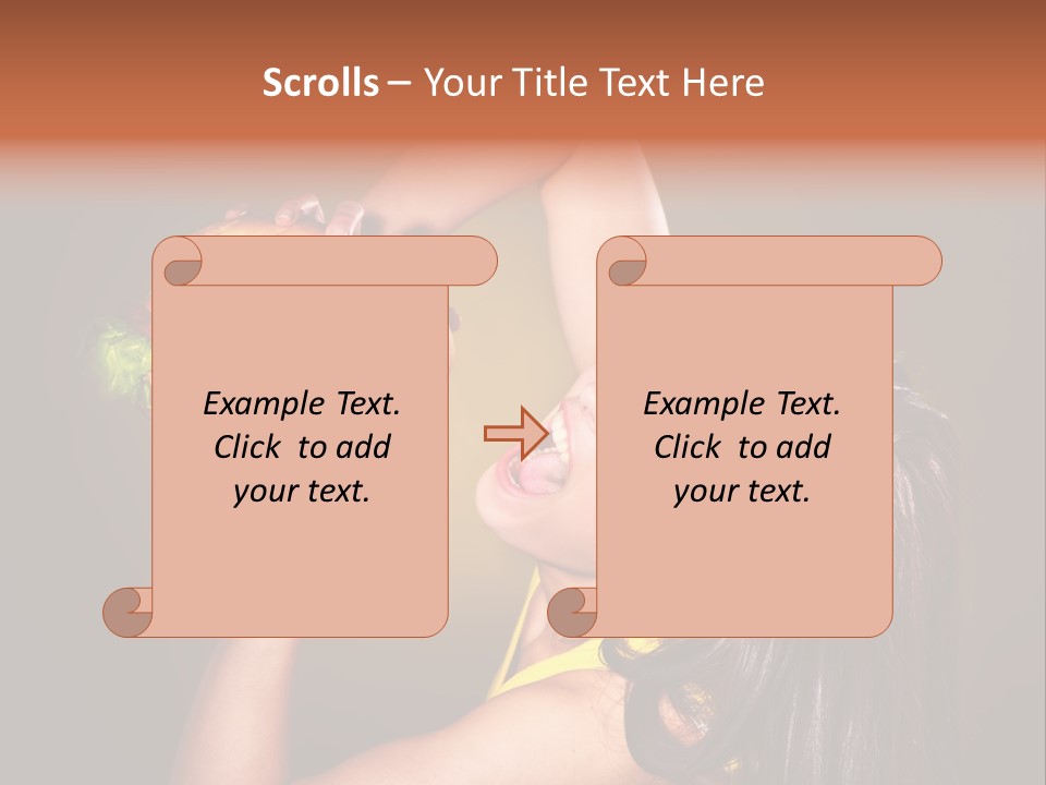 A Woman Holding A Large Hamburger Up To Her Face PowerPoint Template