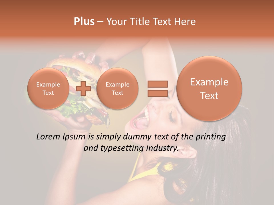 A Woman Holding A Large Hamburger Up To Her Face PowerPoint Template