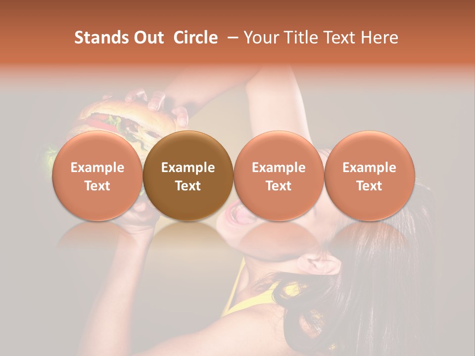 A Woman Holding A Large Hamburger Up To Her Face PowerPoint Template