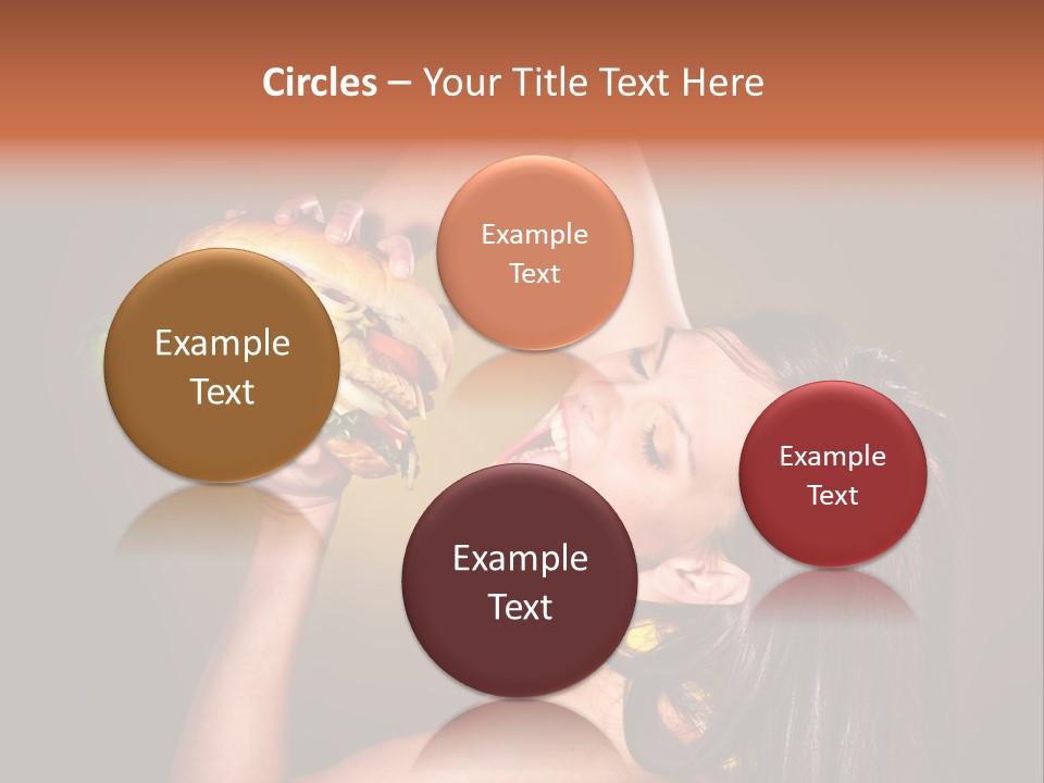 A Woman Holding A Large Hamburger Up To Her Face PowerPoint Template