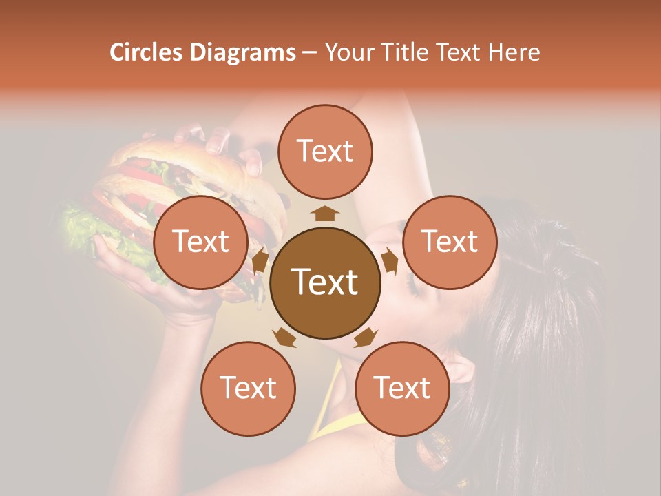 A Woman Holding A Large Hamburger Up To Her Face PowerPoint Template