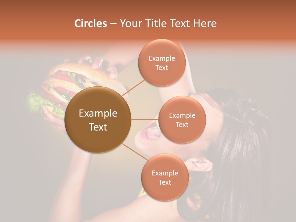 A Woman Holding A Large Hamburger Up To Her Face PowerPoint Template