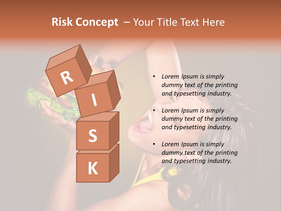 A Woman Holding A Large Hamburger Up To Her Face PowerPoint Template