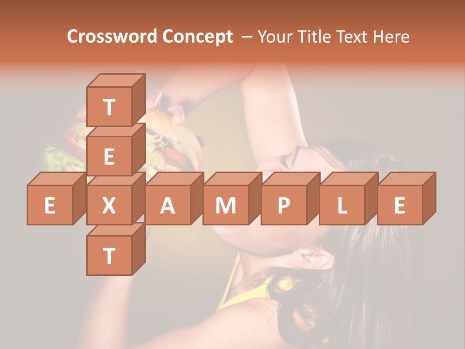 A Woman Holding A Large Hamburger Up To Her Face PowerPoint Template