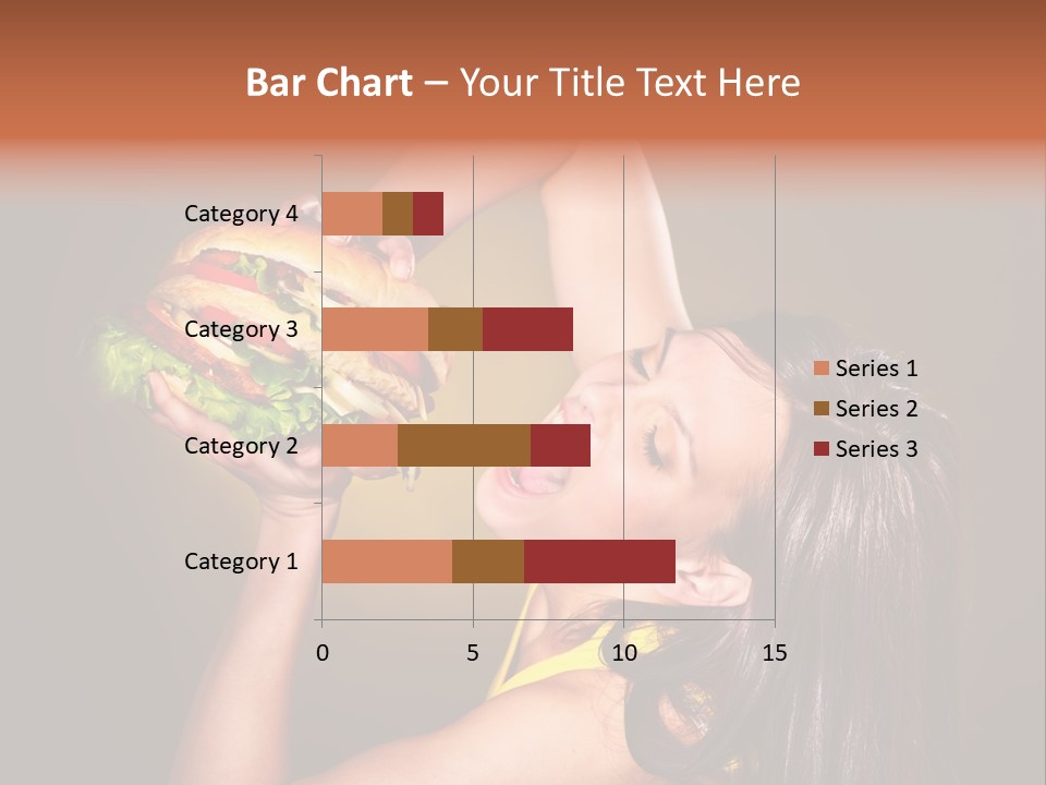 A Woman Holding A Large Hamburger Up To Her Face PowerPoint Template