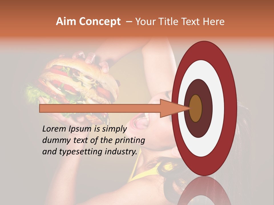 A Woman Holding A Large Hamburger Up To Her Face PowerPoint Template