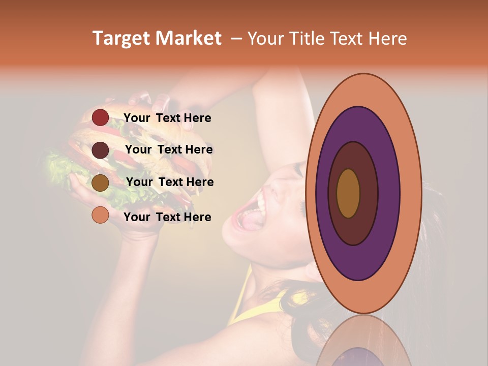 A Woman Holding A Large Hamburger Up To Her Face PowerPoint Template