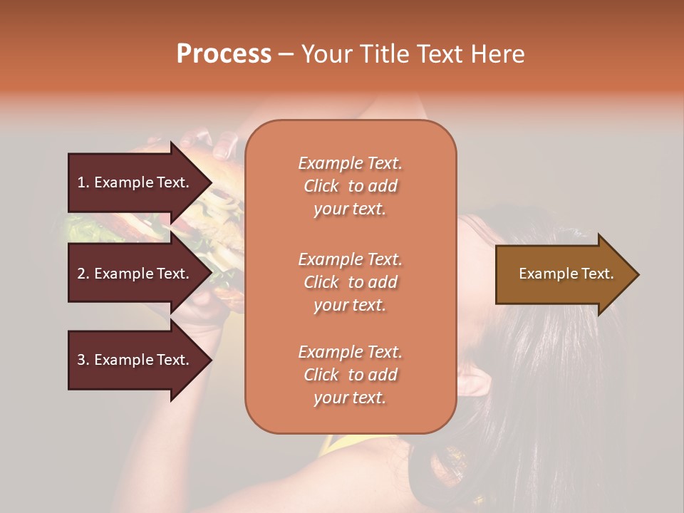 A Woman Holding A Large Hamburger Up To Her Face PowerPoint Template