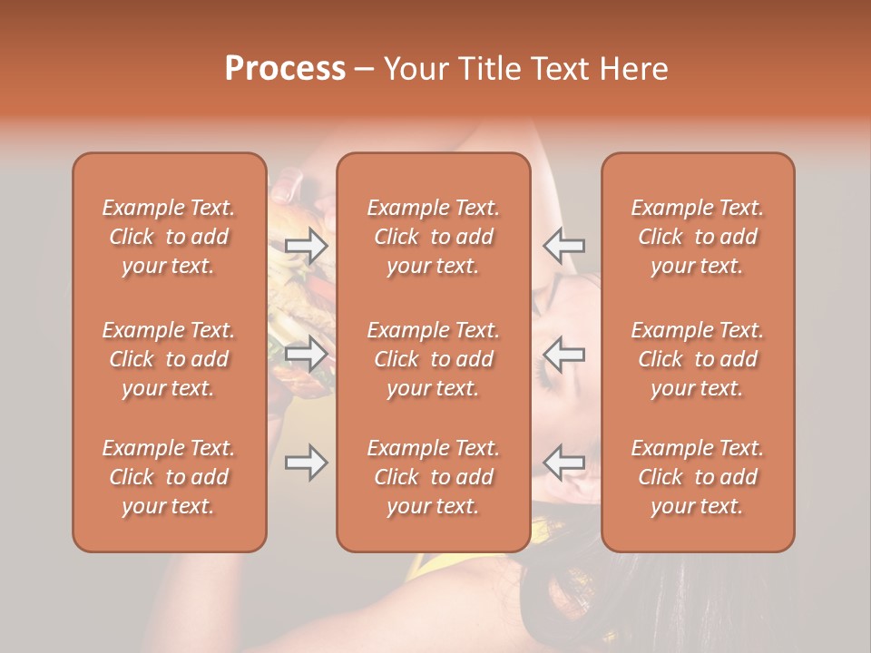 A Woman Holding A Large Hamburger Up To Her Face PowerPoint Template