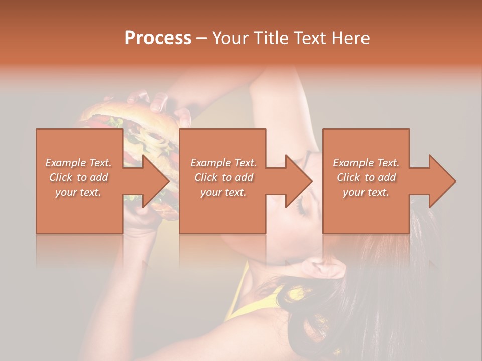 A Woman Holding A Large Hamburger Up To Her Face PowerPoint Template