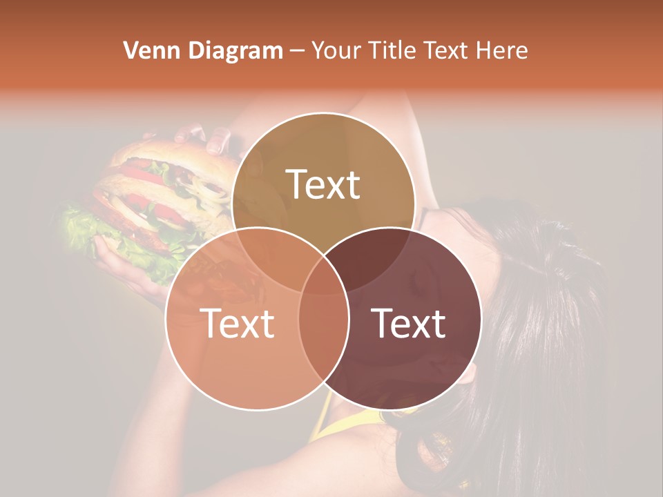A Woman Holding A Large Hamburger Up To Her Face PowerPoint Template