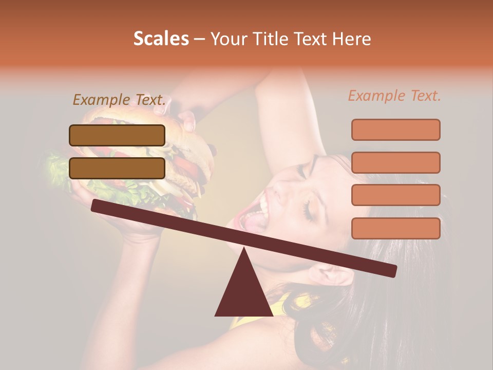 A Woman Holding A Large Hamburger Up To Her Face PowerPoint Template