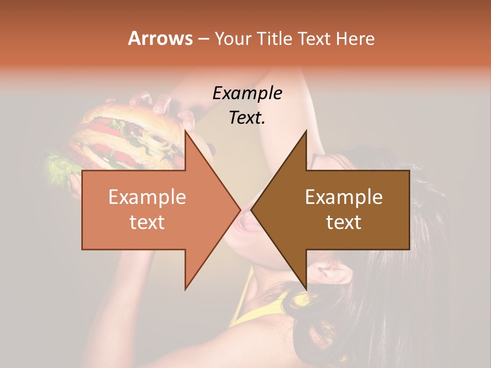 A Woman Holding A Large Hamburger Up To Her Face PowerPoint Template