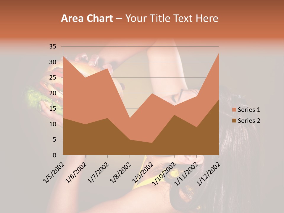 A Woman Holding A Large Hamburger Up To Her Face PowerPoint Template